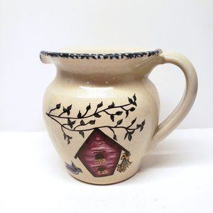 Vintage Casey Pottery Pitcher Birdhouse Stoneware Jug Marshall Texas USA 4.25"